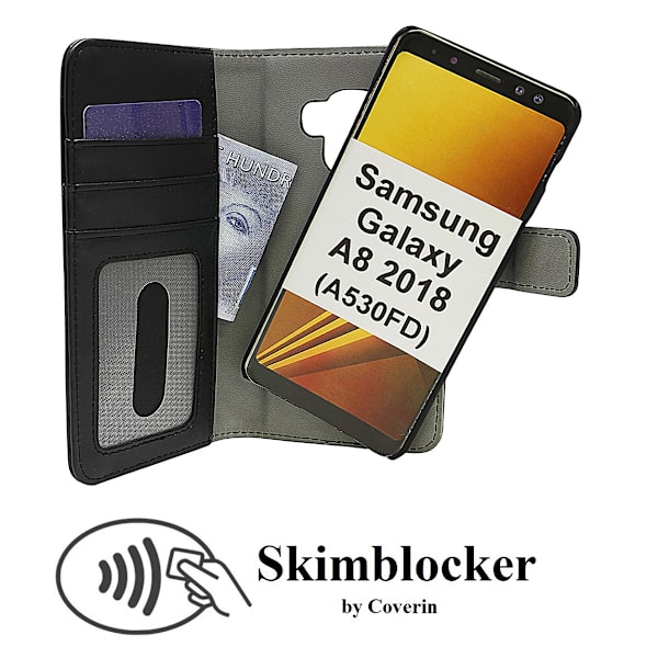 Skimblocker Magnet Wallet Samsung Galaxy A8 2018 (A530FD) Svart