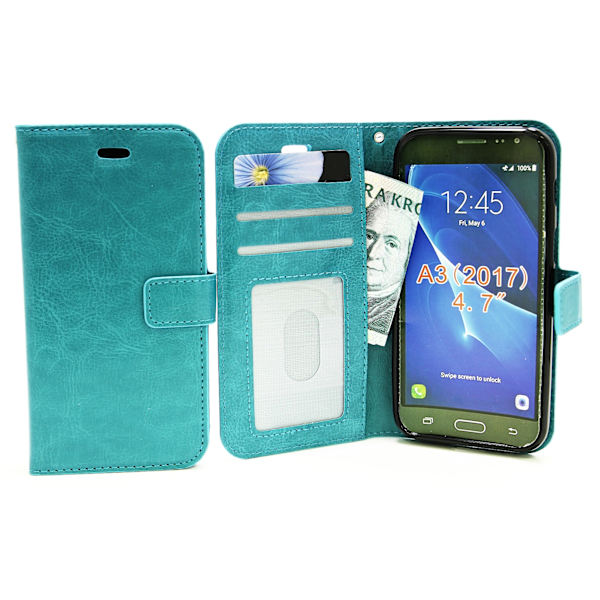 Crazy Horse Wallet Samsung Galaxy A3 2017 (A320F) Turkos