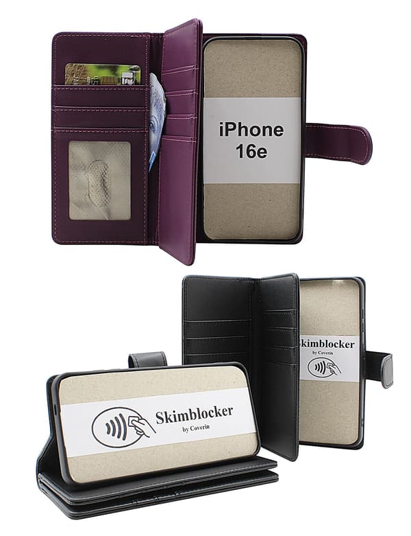Skimblocker iPhone 16e XL Plånboksfodral Mörklila