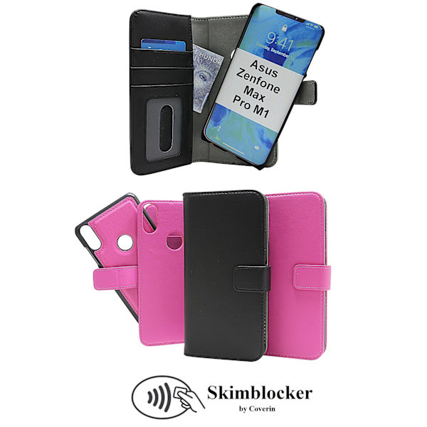 Skimblocker Magnet Wallet Asus Zenfone Max Pro M1 (ZB602KL) Svart