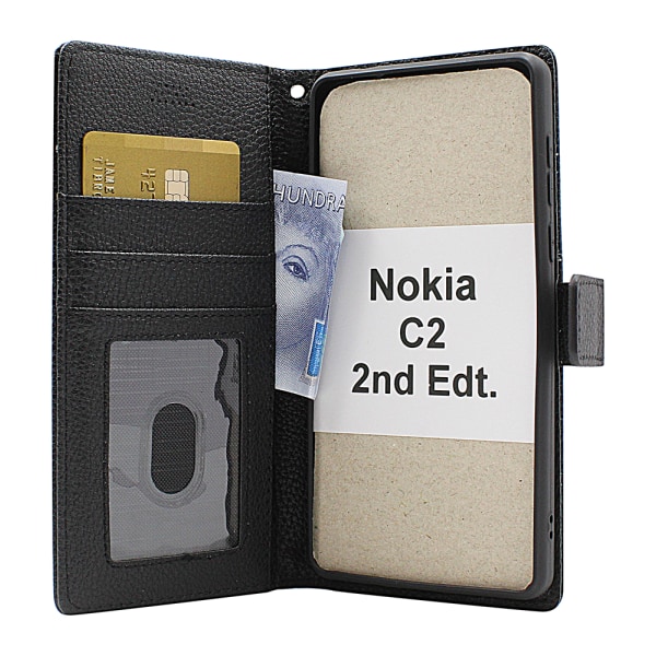 New Standcase Wallet Nokia C2 2nd Edition Ljusblå