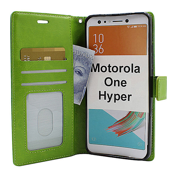 Crazy Horse Wallet Motorola One Hyper Grön