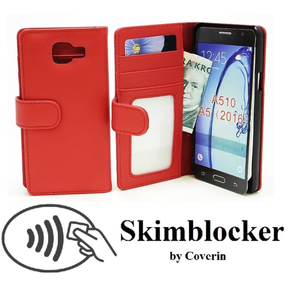Skimblocker Plånboksfodral Samsung Galaxy A5 2016 (A510F) Röd