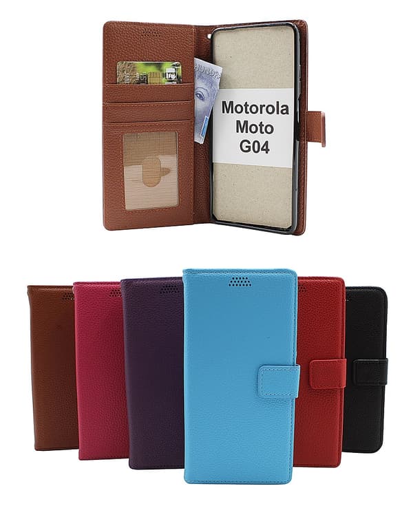 New Standcase Wallet Motorola Moto G04 Röd