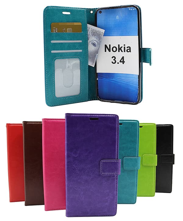 Crazy Horse Wallet Nokia 3.4 Grön