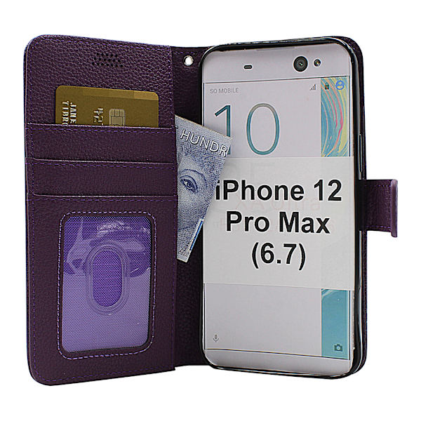New Standcase Wallet iPhone 12 Pro Max (6.7) (Svart) Hotpink