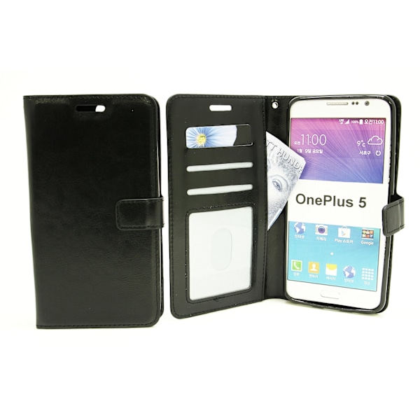 Crazy Horse Wallet OnePlus 5 Svart