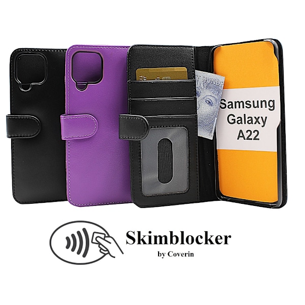 Skimblocker Plånboksfodral Samsung Galaxy A22 (SM-A225F/DS) Svart