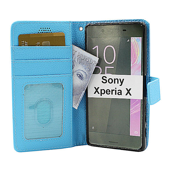 New Standcase Wallet Sony Xperia X (F5121) Ljusblå