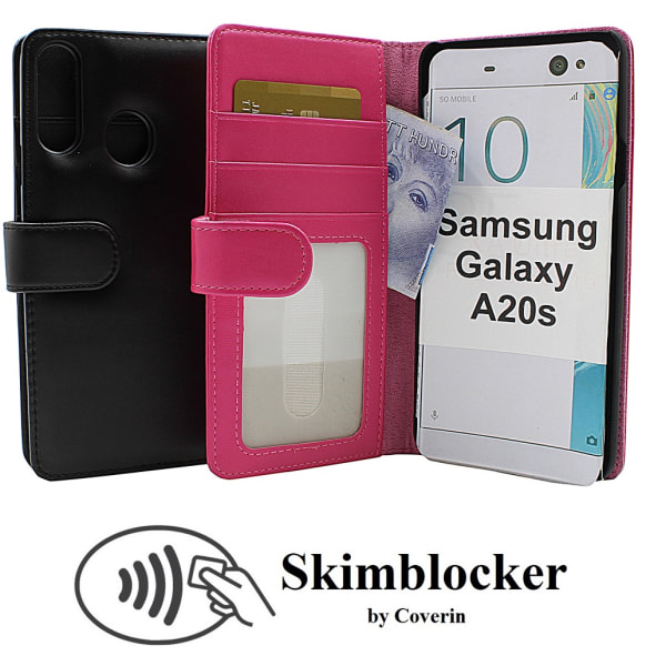 Skimblocker Plånboksfodral Samsung Galaxy A20s (A207F/DS) Hotpink