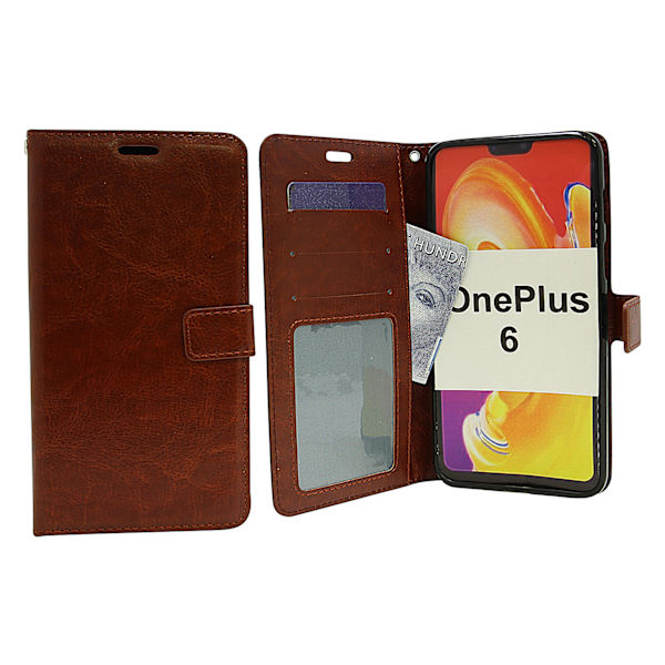 Crazy Horse Wallet OnePlus 6 Brun