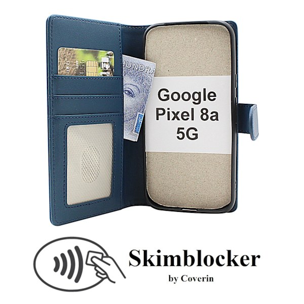 Skimblocker Google Pixel 8a 5G Plånboksfodral Svart