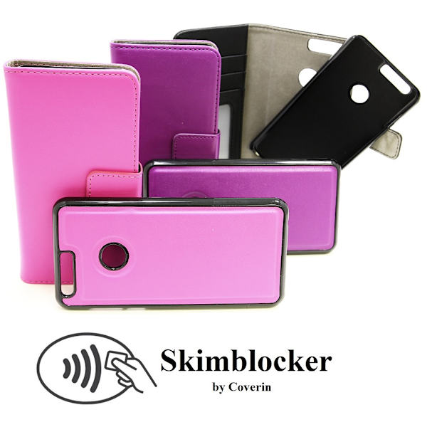 Skimblocker Magnet Wallet Huawei Honor 8 Svart