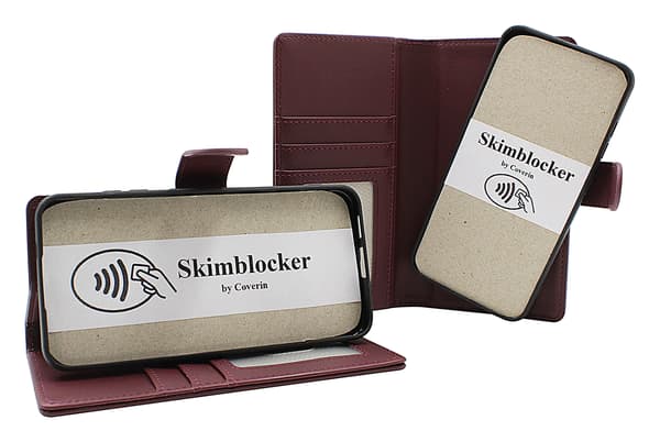 Skimblocker iPhone 17 Magnet Plånboksfodral Mörkröd