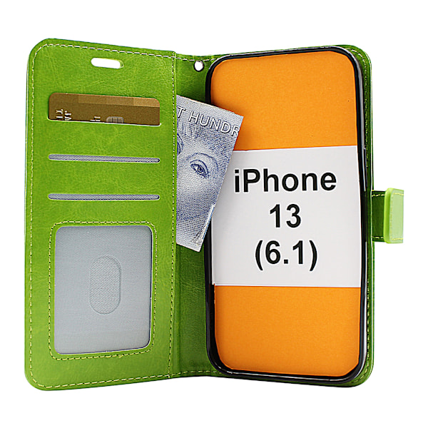 Crazy Horse Wallet iPhone 13 (6.1) Grön