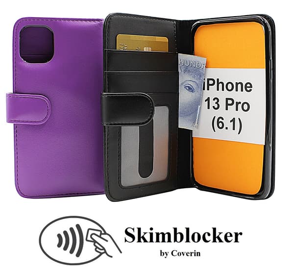 Skimblocker Plånboksfodral iPhone 13 Pro (6.1) Lila