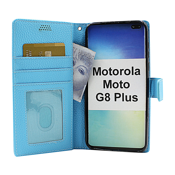 New Standcase Wallet Motorola Moto G8 Plus Ljusblå