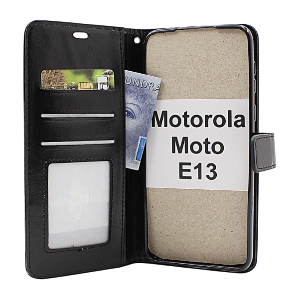 Crazy Horse Wallet Motorola Moto E13 Hotpink