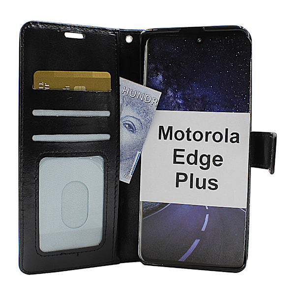 Crazy Horse Wallet Motorola Edge Plus (Svart) Brun