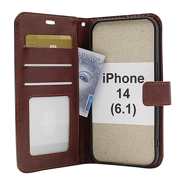 Crazy Horse Wallet iPhone 14 (6.1) Svart