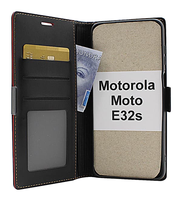 Lyx Standcase Wallet Motorola Moto E32s Svart