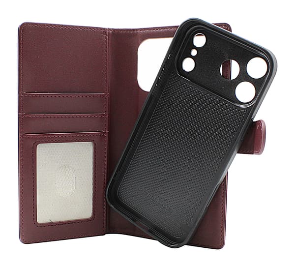 Skimblocker iPhone 17 Pro Max Magnet Plånboksfodral Mörkröd