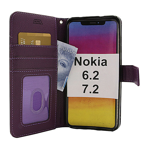 New Standcase Wallet Nokia 6.2 / 7.2 (Svart) Ljusblå