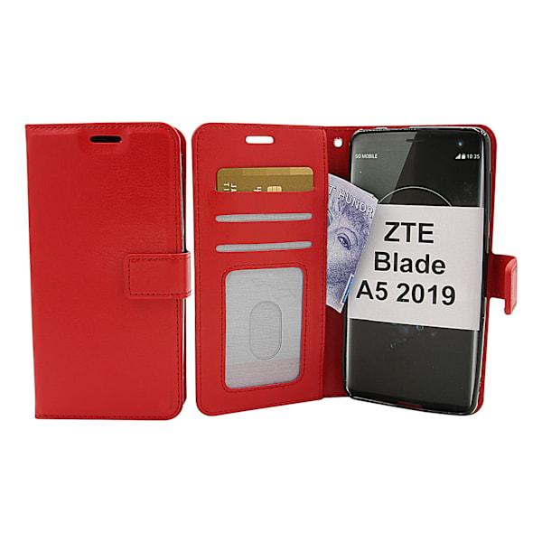 Crazy Horse Wallet ZTE Blade A5 2019 Röd