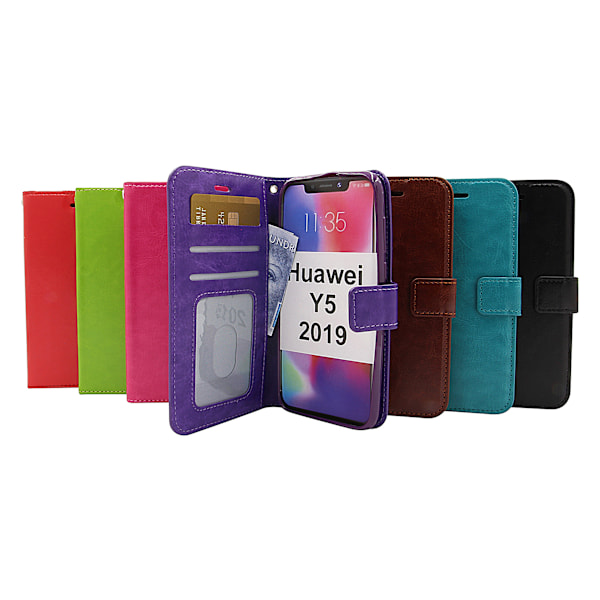 Crazy Horse Wallet Huawei Y5 2019 Hotpink