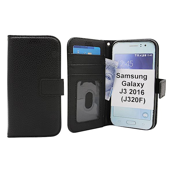 New Standcase Wallet Samsung Galaxy J3 2016 (J320F) Svart