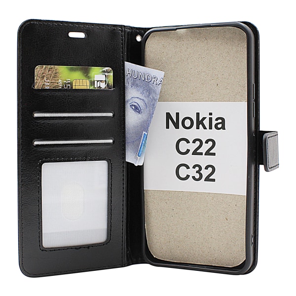 Crazy Horse Wallet Nokia C22 / C32 Turkos