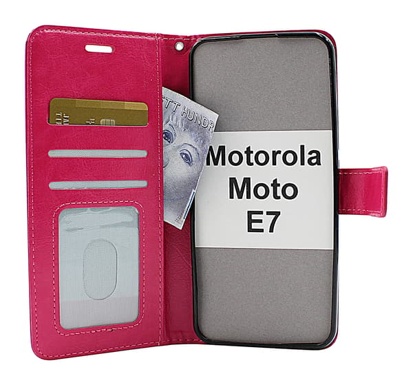 Crazy Horse Wallet Motorola Moto E7 Lila