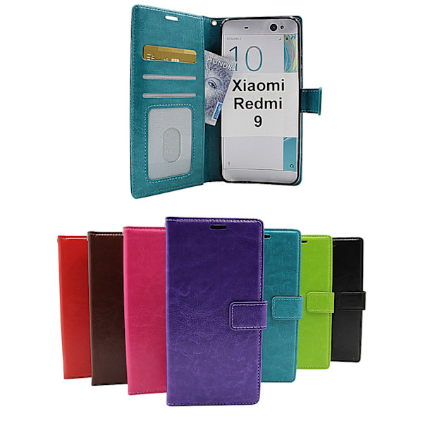 Crazy Horse Wallet Xiaomi Redmi 9 Röd