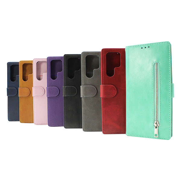 Zipper Standcase Wallet Samsung Galaxy S22 Ultra 5G Brun