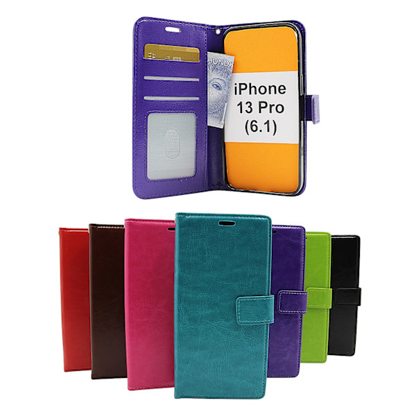 Crazy Horse Wallet iPhone 13 Pro (6.1) Brun