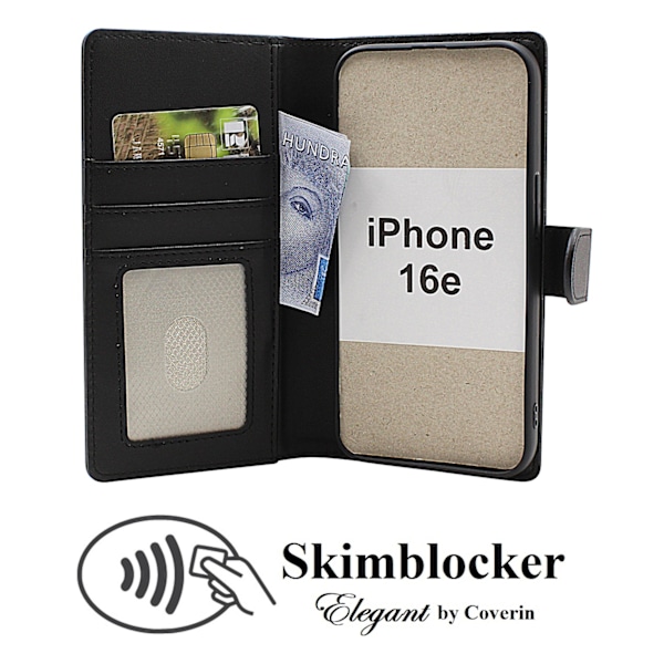 Skimblocker iPhone 16e Plånboksfodral Glitter Pink