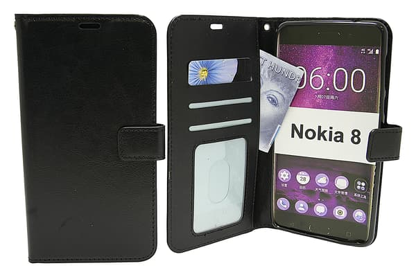 Crazy Horse Wallet Nokia 8 Svart