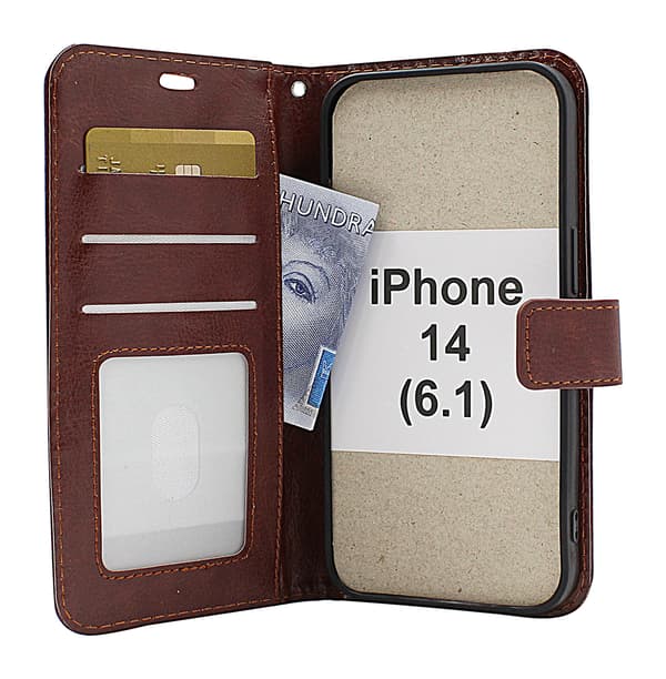 Crazy Horse Wallet iPhone 14 (6.1) Grön