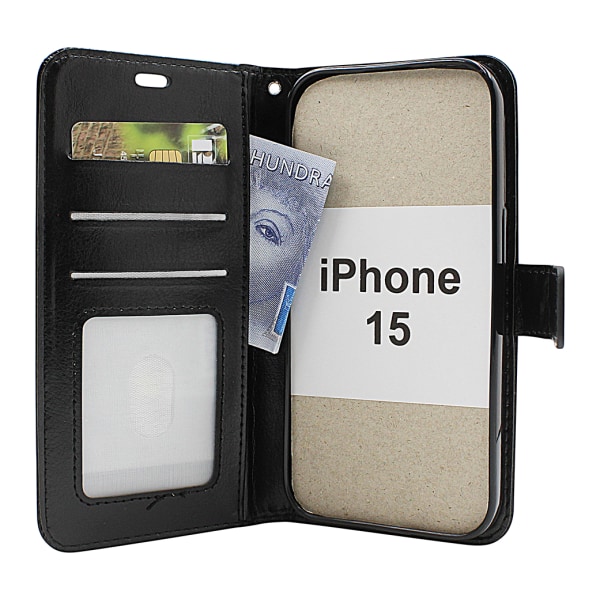 Crazy Horse Wallet iPhone 15 Brun