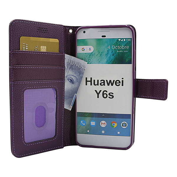 New Standcase Wallet Huawei Y6s (Svart) Ljusblå