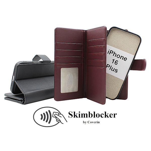 Skimblocker iPhone 16 Plus XL Magnet Plånboksfodral Svart