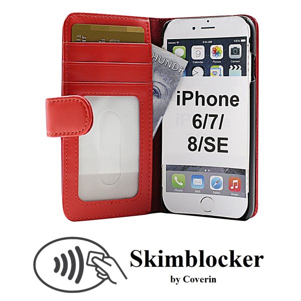 Skimblocker Plånboksfodral iPhone 7 Röd