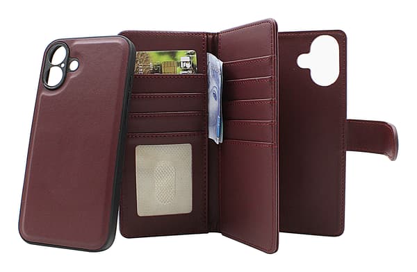 Skimblocker iPhone 16 Plus XL Magnet Plånboksfodral Mörkröd
