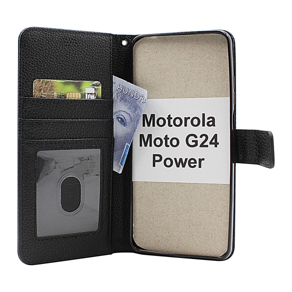 New Standcase Wallet Motorola Moto G24 Power Svart
