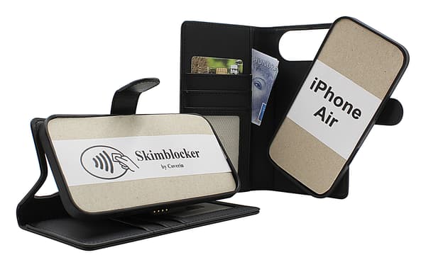 Skimblocker iPhone Air Magnet Plånboksfodral Mörkröd