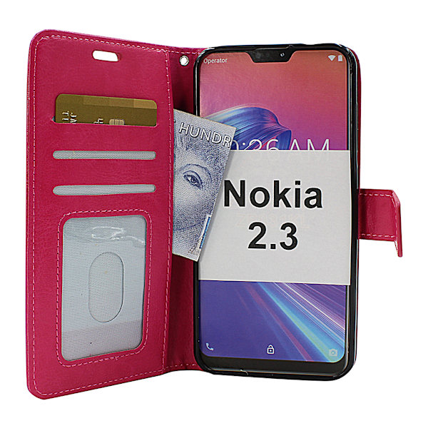Crazy Horse Wallet Nokia 2.3 (Svart) Hotpink