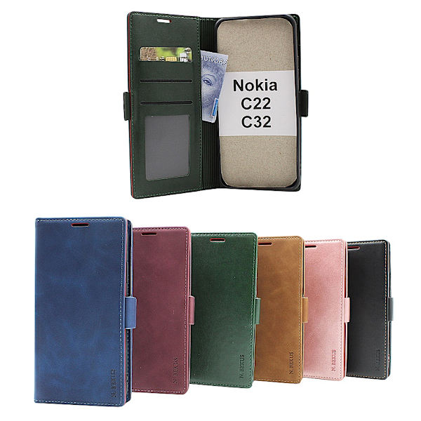 Lyx Standcase Wallet Nokia C22 / C32 Ljusrosa