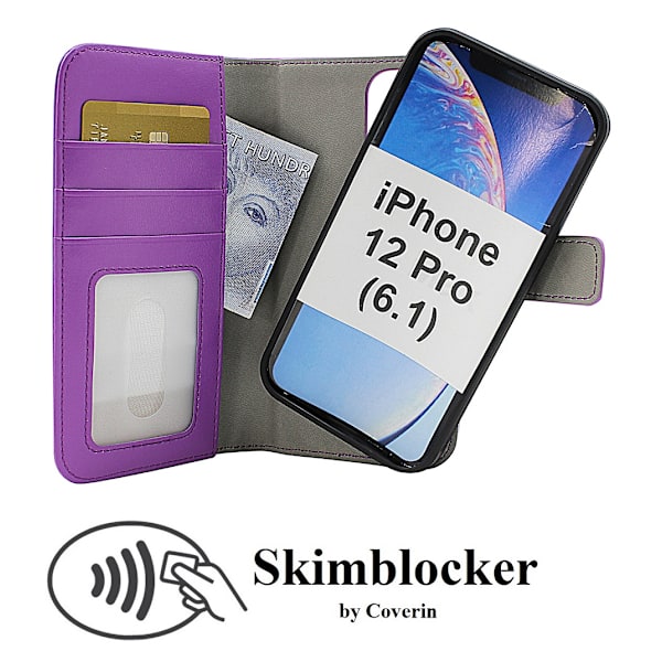 Skimblocker Magnet Fodral iPhone 12 Pro (6.1) Lila