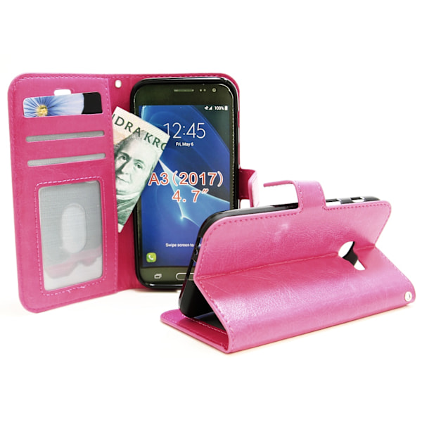 Crazy Horse Wallet Samsung Galaxy A3 2017 (A320F) Hotpink