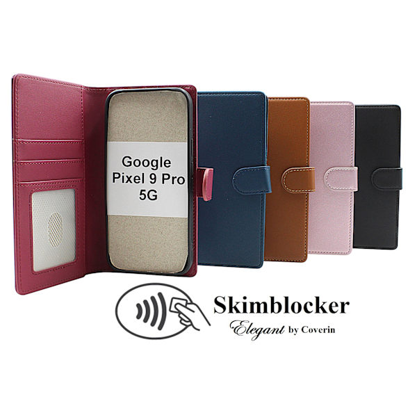 Skimblocker Google Pixel 9 / Pixel 9 Pro 5G Plånboksfodral Svart